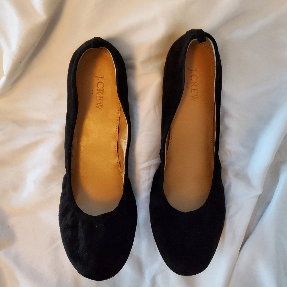 J. Crew Factory Black Suede Ballet Flats